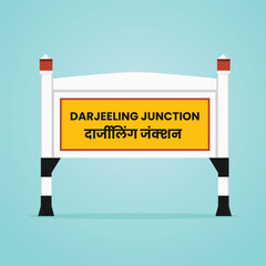 Darjeeling junction Railway Name board vector Illustration