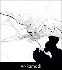 Ar Ramadi city map, Iraq - Topographic vector map poster
