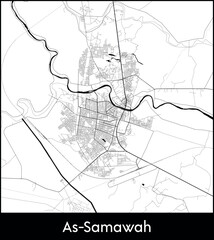 Fototapeta premium As Samawah city map, Iraq - Topographic vector map poster