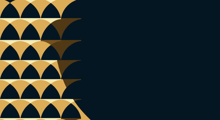 Geometric pattern with gold arches on dark blue background  