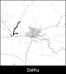 Zakhu city map, Iraq - Topographic vector map poster