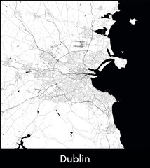 Naklejka premium Dublin city map, Ireland - Topographic vector map poster