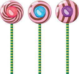 Red Color Lolypop Candy Set Vector Design