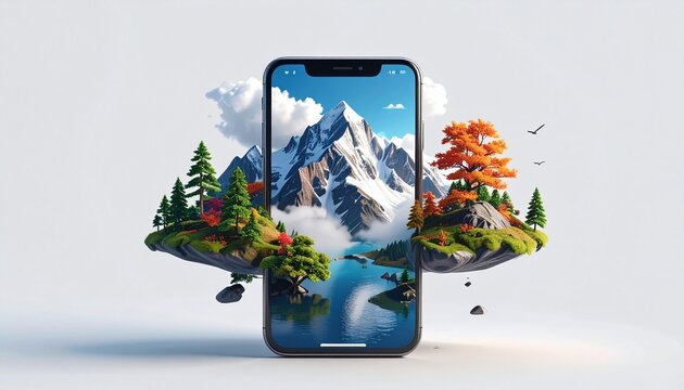 Digital smartphone display with world map and global communication icon vector