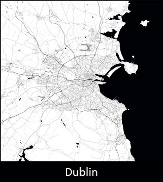 Dublin city map, Ireland - Topographic vector map poster