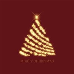 Christmas background with gold sparkling tree design 