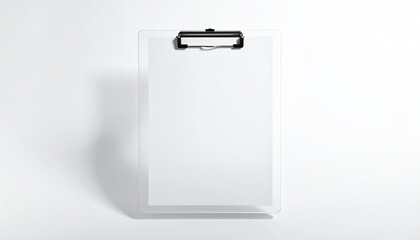 Clipboard with blank white paper isolated on a white backdrop