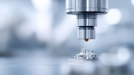 Precise metalwork with a modern machine. Symbolizing engineering, accuracy, and advanced manufacturing. Great for illustrating innovation, technology, or progress.