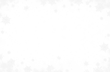 Border of various snowflakes on light grey background.
