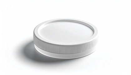 Simple white jar lid with ridges, isolated on white