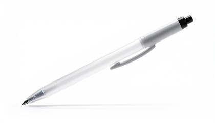 Simple white pen, slightly angled on a bright white background