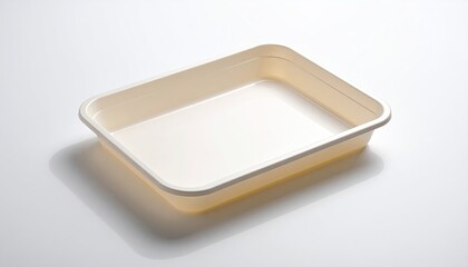 Rectangular, beige plastic tray. Clean, simple