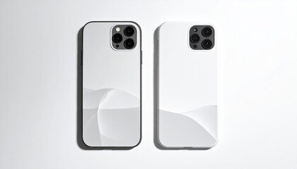 Two phone cases, white with abstract gray wave pattern