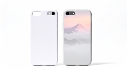 Two phone cases blank white, and mountain vista