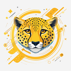 Guépard africain stylisé isolé en design plat