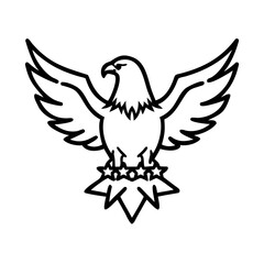 Obraz premium Eagle emblem with wings spread over stars for Veterans Day 
