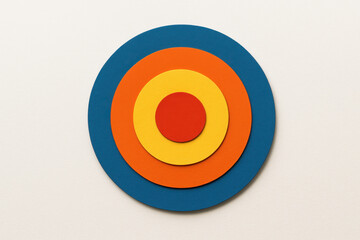 Colorful target with concentric circles symbolizes business growth and success aiming for goals with vibrant blue orange yellow and red layers