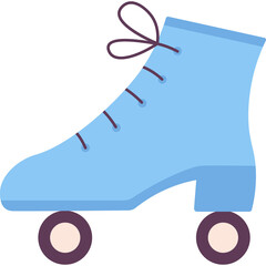 Light Blue Roller Skate With Dark Purple Laces And Wheels On A Transparent Background Detailed Vector Illustration