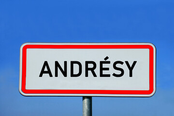 Obraz premium Ortsschild Andrésy