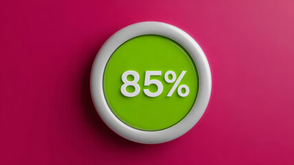 85% progress indicator on vibrant pink background