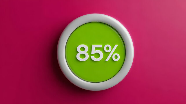 85% progress indicator on vibrant pink background
