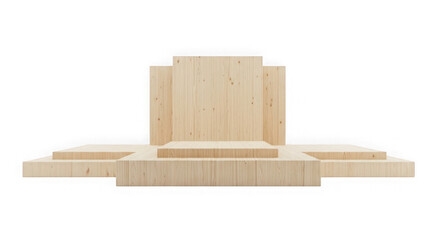 Fototapeta premium Light wood altar with tiered levels isolated on transparent background