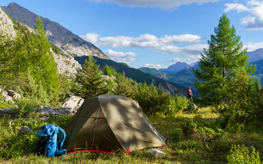 Hiker Overlooking Mountain Landscape, Mercantour National Park, France © Jeroen Kleiberg