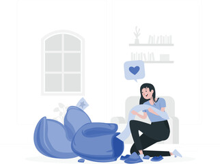 Woman Unrolling a Long Scroll with a Heart Icon girl female