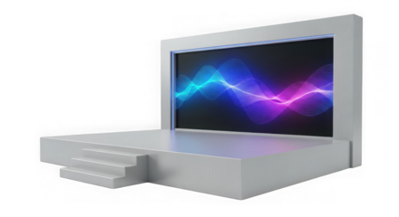 Modern stage with digital screen and steps isolated on transparent background