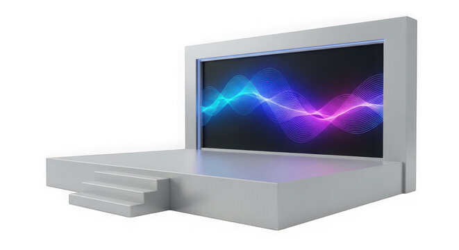 Modern stage with digital screen and steps isolated on transparent background