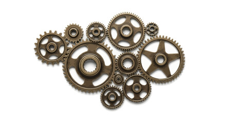 Group of Interlocking Bronze Gears with Intricate Tooth Design