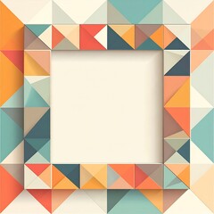 abstract 3d geometric frame border with colorful mid-century modern triangle design