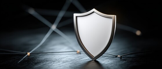 Security Shield Cyber Protection Digital Concept with Modern Shield Icon on Dark Background for Data Security and Privacy Protection