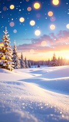 Fototapeta premium Winter Snow with Pine Forest Background