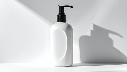 White bottle w/ black pump & shadow