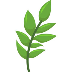 A Simple Green Leafy Branch With A Transparent Background And Smooth Shading Effect