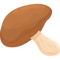 A simple illustration of a brown mushroom with a white stem on a transparent background