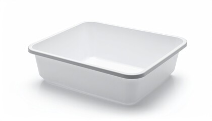Square, white plastic bin with gray trim, clean look