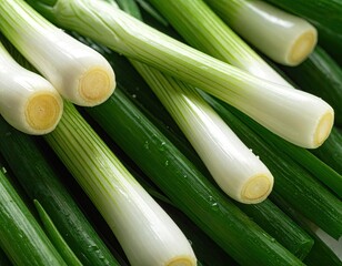 Fresh Green Onions Close Up