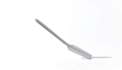 Metal spatula on white, angled, showing handle and blade