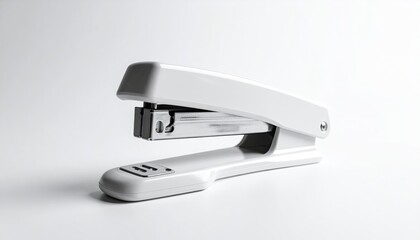 All-white stapler on white, simple stationery object