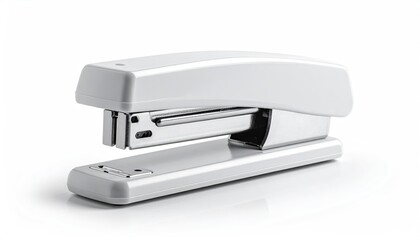 Clean, white stapler on a white background, studio lighting