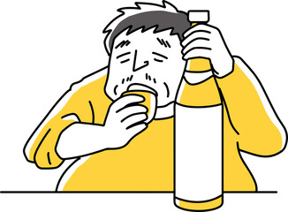 だらしなく酒を飲むおじさん