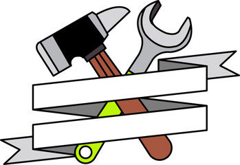 logotype of A hammer and wrench are on in the ribbon