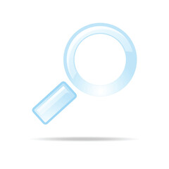 Glossy Blue Magnifying Glass Icon on White Background
