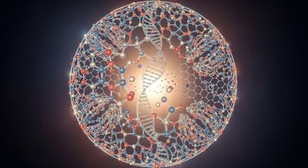 Abstract DNA Structure in a Spherical Molecular Network.