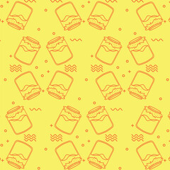 Seamless pattern of jam jars in minimalist line art style.
