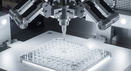 Automated Robotic Arm Precisely Dispensing Liquid in Laboratory Setting.