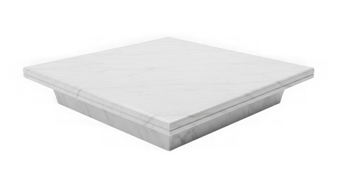 White square pedestal or base isolated on transparent background