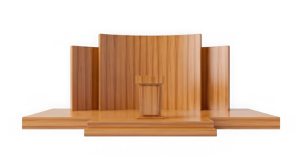 Wooden altar with podium isolated on transparent background